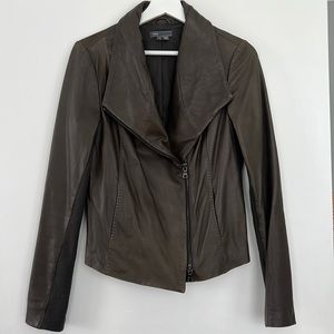 Vince Brown Leather Moto Jacket